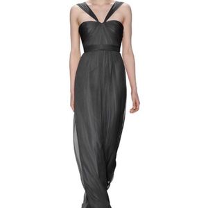 Amsale Silk Crinkle Chiffon Dress - Charcoal